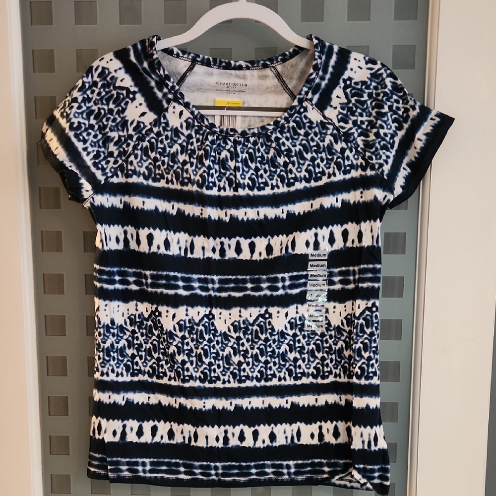 Charter Club Blue and White Short Sleeve Tee ( NWT)